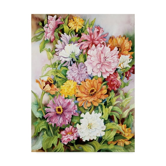 Trademark Fine Art 'Zinnias Standing Tall' Canvas Art by Joanne Porter