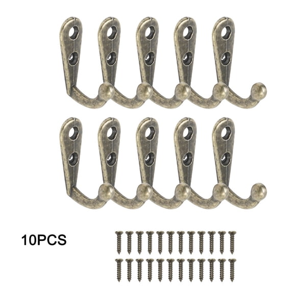 Vintage Wall Mounted Single Coat Hooks with Screws, Zinc Alloy and Iron Robe Hangers for Bathroom, Bedroom, Laundry Room, Cloakroom, Antique Bronze/Silver/Black Finish for Clothes, Keys