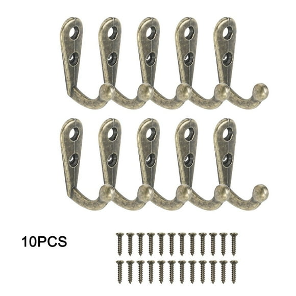 10X Wall Mounted Hook Single Robe Coat Holder Key Hanger W/20 Pieces Screws