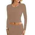 thumbnail image 5 of Sweet Hearts 2 Piece Sets for Women- Casual Modal Solid Maxi Skirt Long Sleeve Crop Tops Womens 2 Piece Outfits Fall Made in USA (Khaki, Small), 5 of 7