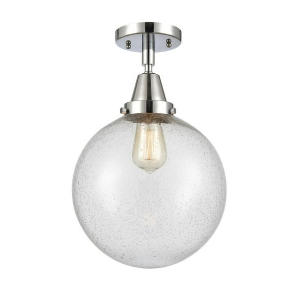 447-1C-PC-G204-10-LED-Innovations Lighting-Beacon-3.5W 1 LED Flush Mount in Industrial Style Polished Chrome Finish with Seedy Glass