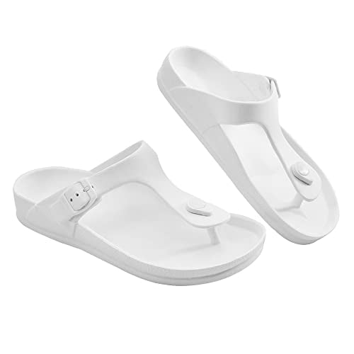 Luffymomo Comfort Footbed Eva Flip fiop Thong Sandals for Womens(7 M US White)