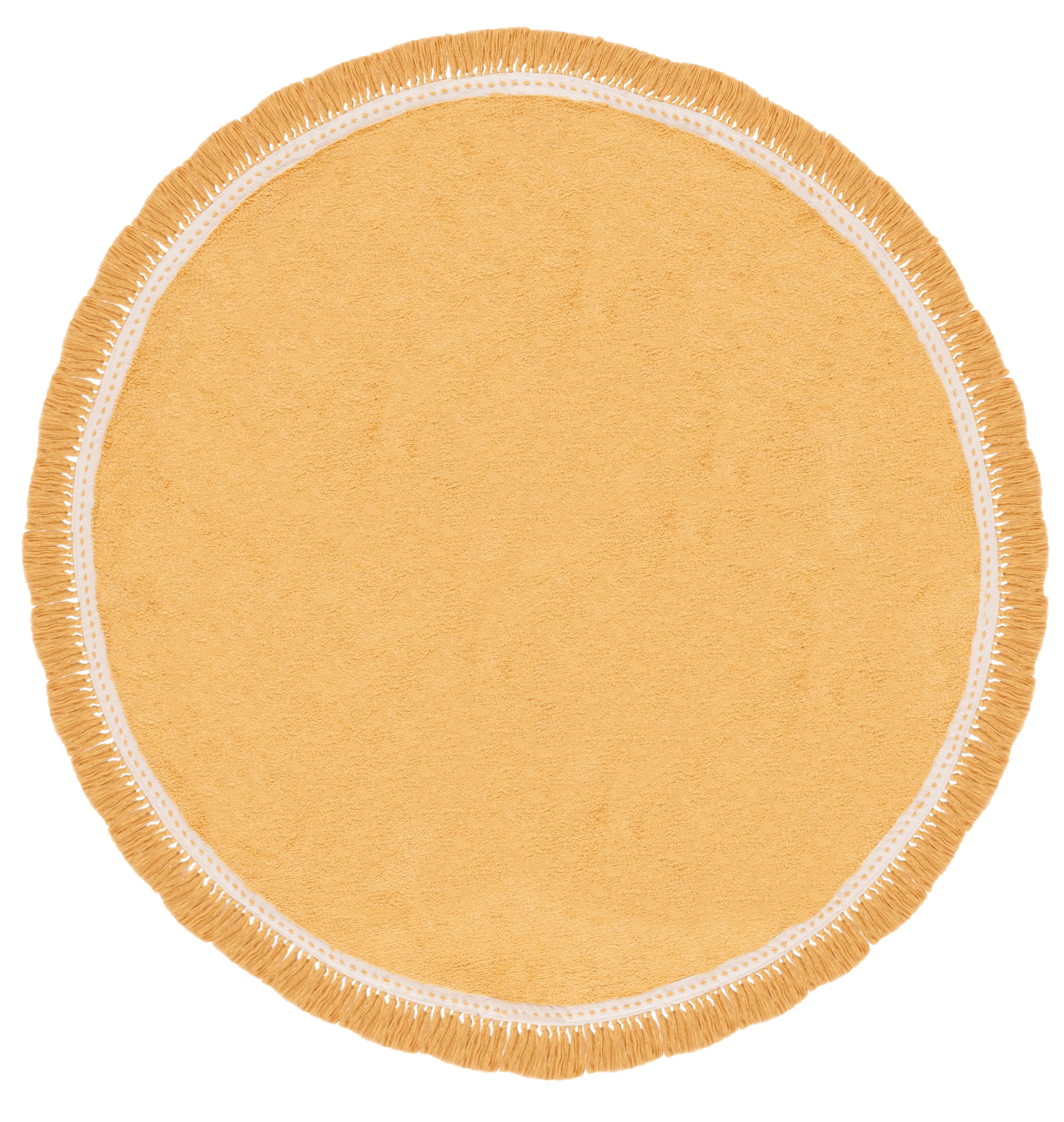 Safavieh Easy Care Willard Solid Cotton Machine Washable Area Rug, Yellow/Ivory, 7' x 7' Round