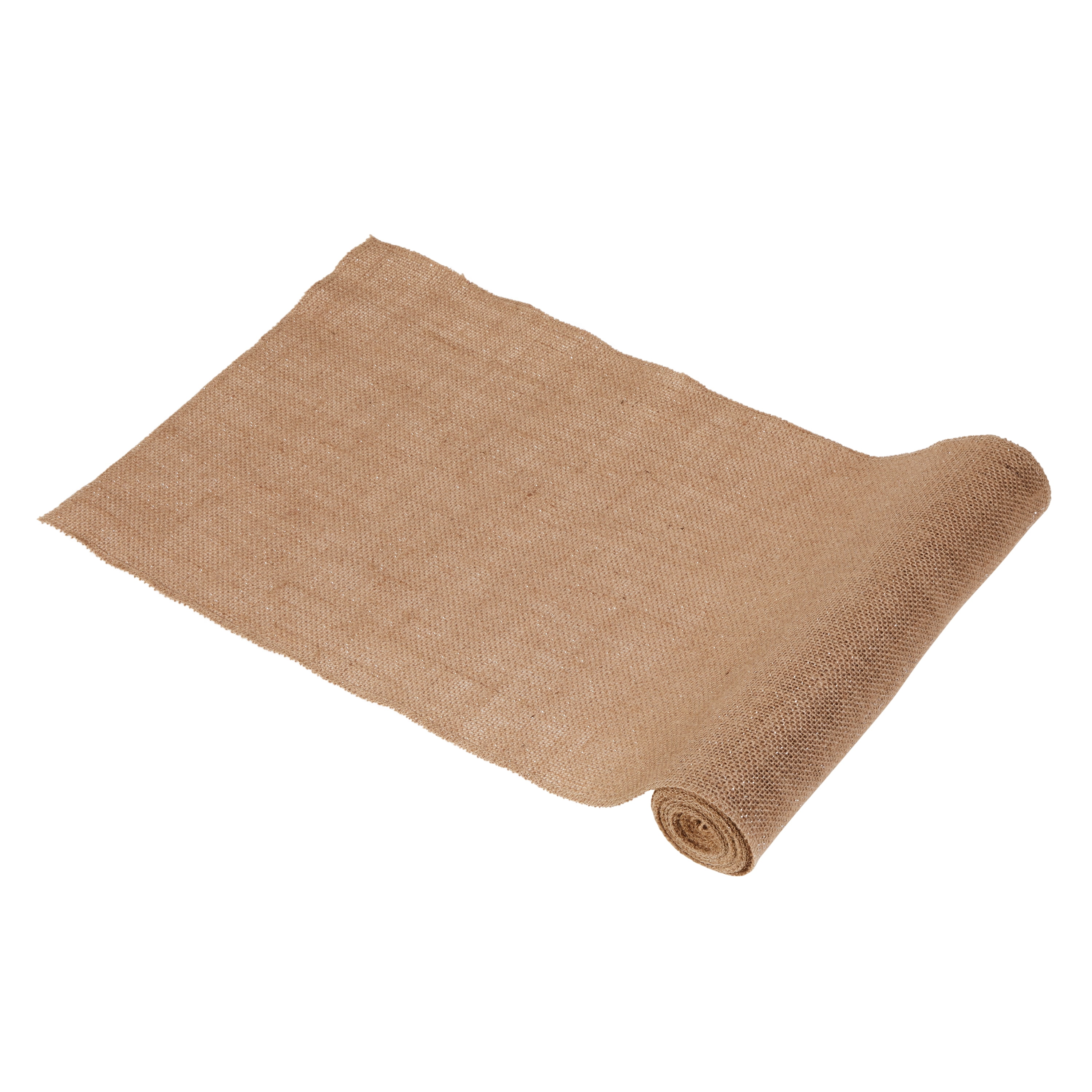 Love, Laugh, Craft Natural Jute Burlap Table Runner Roll, Finished Edges, 12"Wx3-Yds, Silver Foil