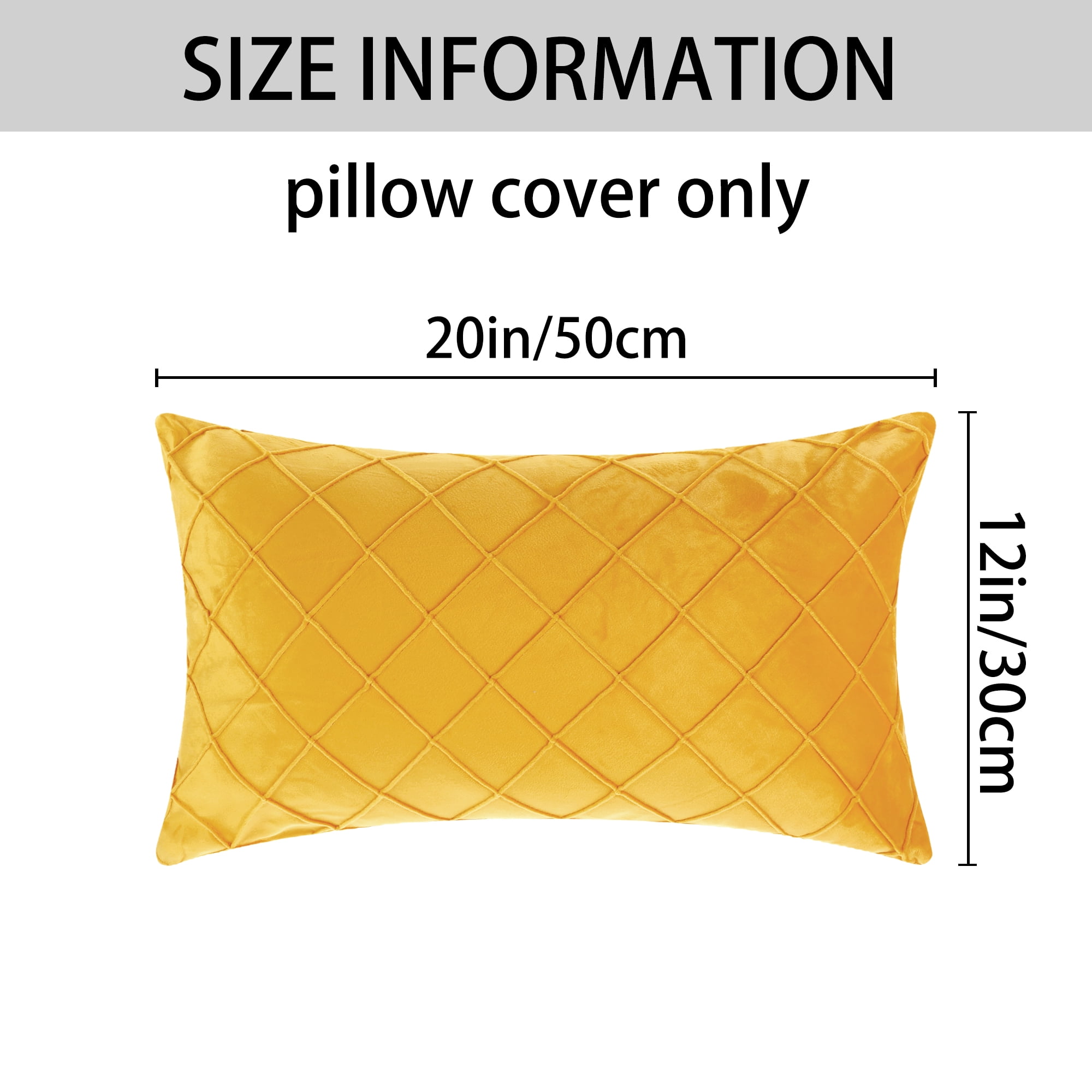 Unique Bargains Velvet Decorative Pillow Covers Geometric Textured Cushion Covers 2 Pcs Yellow 12" x 20"