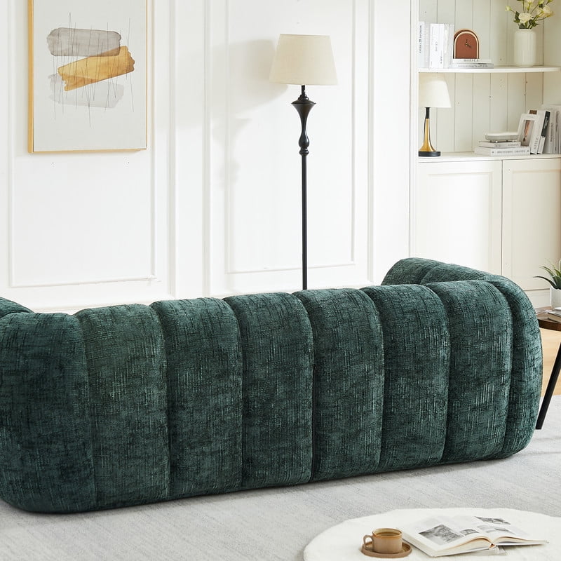 68''W Pure Foam Boneless No Assembly Floor Armrest Sofa, Chenille Modern Loveseat, Deep Seat 2-Seater Upholstered Couch