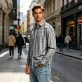 thumbnail image 2 of FGVCTG Mens Plaid Shirts Casual Classic Long Sleeve Collar Button Down Shirts Daily Outdoor Casual Shirt Black L, 2 of 7