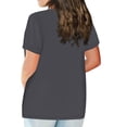 thumbnail image 6 of EHTMSAK Dressy Womens Tops Plus Size Solid Tee Shirts Clearance Crew Neck Ladies Short Sleeve Tops with Lower Sides Summer Womens Plus-Size Tops for Leggings Dark Gray 4X, 6 of 6