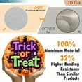 thumbnail image 4 of 2D Flat, Halloween Round Aluminum Wall Sign - 8*8 Inch Trick or Treat Decor with Spooky Pumpkin,, Bat & Candy Corn Design - American-Style Holiday Season Decoration for Home, Kitchen, Garden, Office, 4 of 6
