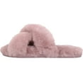 thumbnail image 5 of Womens Genuine Thick Sheepskin Open Back Peep Toe Cross Over Slipper Slider - Pink/Mink - US 8, 5 of 7