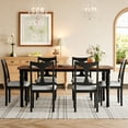 thumbnail image 4 of Harper & Bright Designs Extendable Dining Table Set for 6 with 6 Chairs, 7 Pieces Rectangle Rustic Farmhouse Kitchen Table Set with Removable Leaf for Kictchen, Black+Brown, 4 of 17