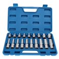 thumbnail image 1 of Star Female Socket Set, Rustproof Universal External Torque Star Socket Kit Silver 1/2in Drive 19 PCS With Blow Molding Case For Car ANGGREK Descripción de la referencia, 1 of 5