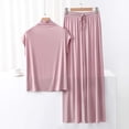 thumbnail image 2 of Lopecy-Sta Summer Pajamas for Women Summer Home Wear Cooling Pajamas Matching Summer Sets Loose Solid Color High Neck Sleeveless T-Shirt Lounge Set Women, 2 of 3