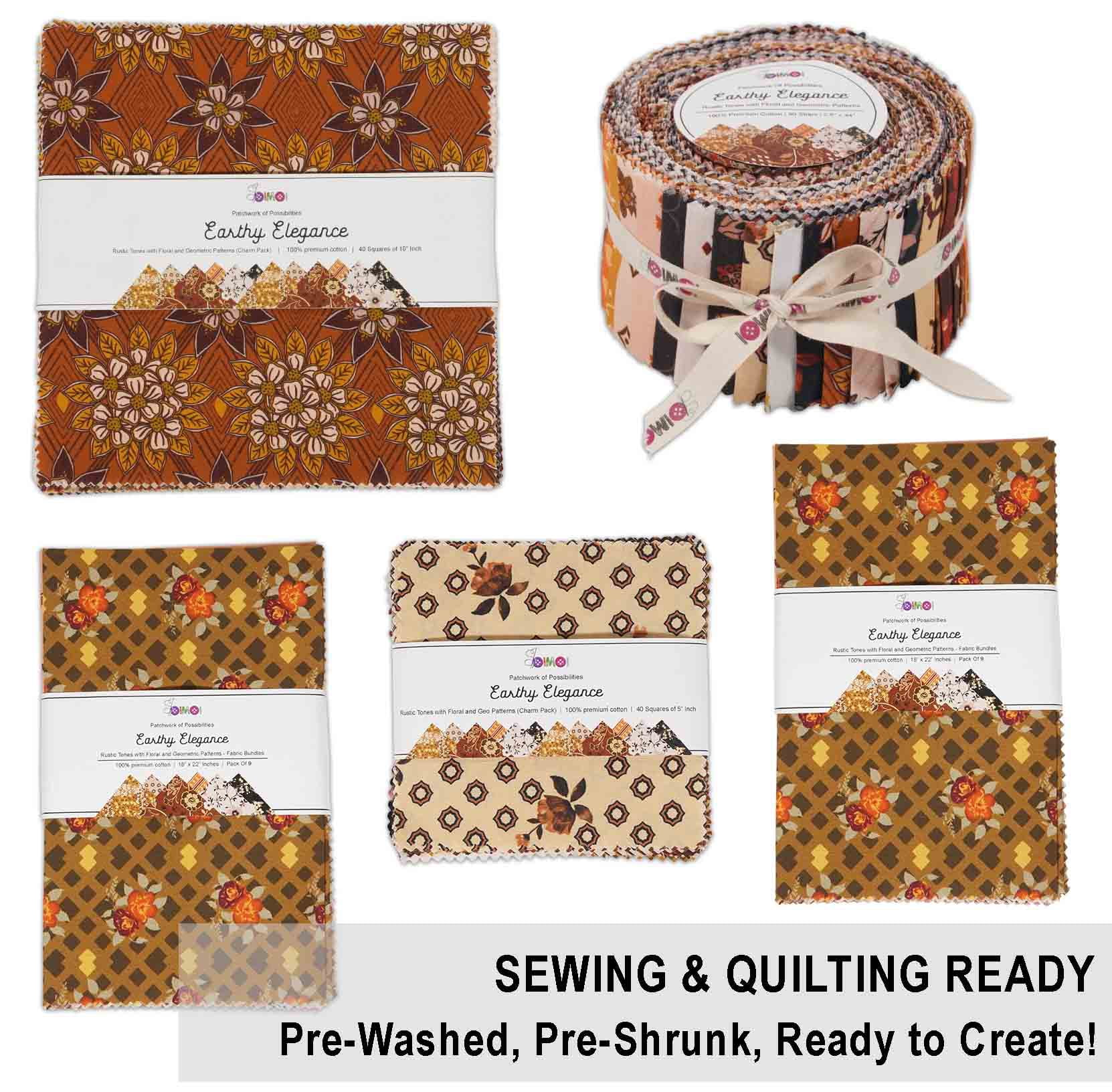 Jelly Roll Fabrics for Quilting 40 Strip 2.5" Cotton Strips Bundles, Perfect Quilting Fabric for Craft Project, Precut Quilt Fabirc, Cotton Strips for Home Dcor, Blanket, Rugs - Earthy Elegance