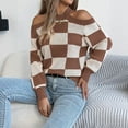 thumbnail image 4 of FDGIU Women's Chunky Knit Sweater Warm Pullover Crewneck Sweater 2025, Oversized Loose Striped Top, Casual Fall Fashion Cozy Tunic, 4 of 7