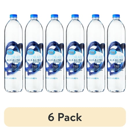 (6 pack) Great Value Hydrate Alkaline Water, 33.8 fl oz Bottle