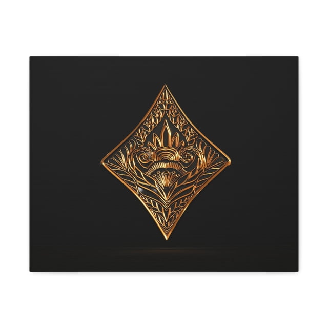 3D Gold Diamonds Playing Card Canvas Wall Art for Home Decor Ready-to-Hang