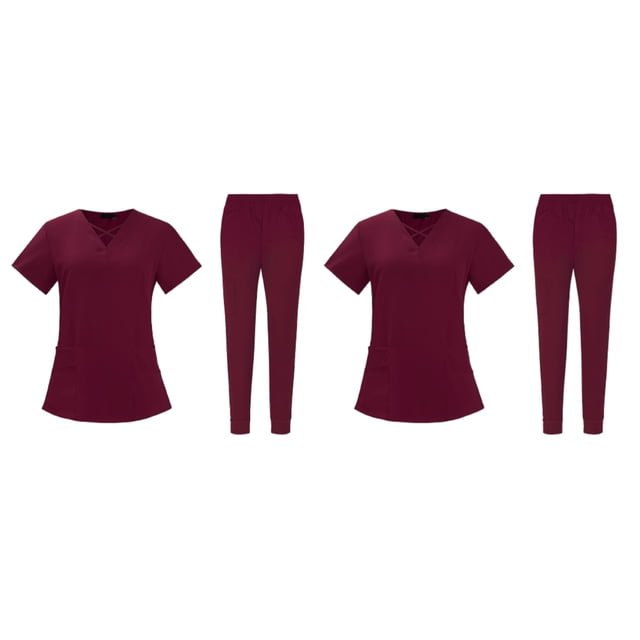 Enfermería Scrub Set Top Pantalones Transpirable Trabajo Uniforme para Enfermera Yoga Jogger