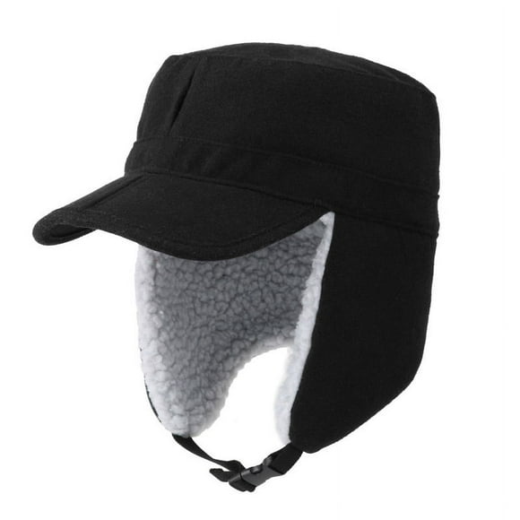 Mens Warm Trapper Hat Earflaps Winter Hat with Visor Military Cap(1pc)
