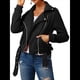 thumbnail image 3 of Chaqueta Gruesa, Holgada e Irregular con Solapa y Cremallera Inclinada para Mujer, de Larga, Informal, con Cremallera Negro XXL, 3 of 8