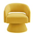 thumbnail image 2 of Hassch Velvet Swivel Barrel Chair, 360 Degree Upholstered Accent Armchair with Sloped Arms and Ergonomic Backrest, Modern Single Chair for Living Room Bedroom (Yellow), 2 of 7