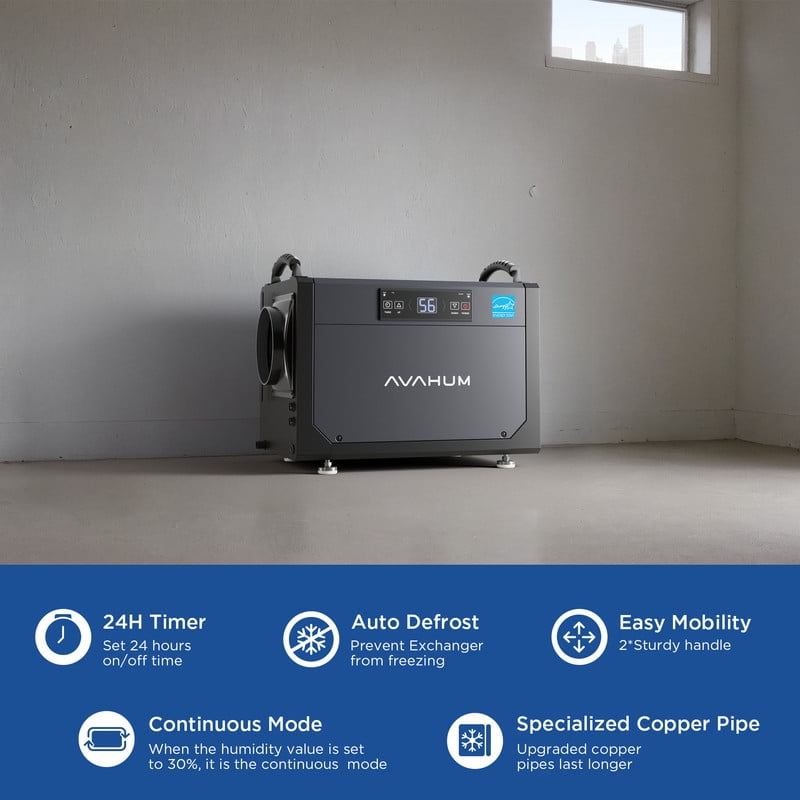 120 pt. 1700 sq. ft. Bucketless Commercial Dehumidifier in Gray, Remote Control