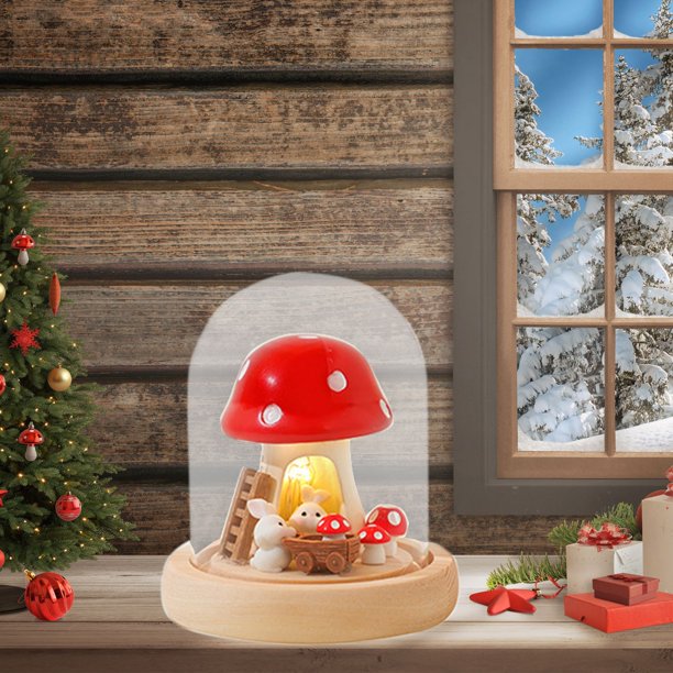 Fiudx Decoración del hogar Luz de noche con forma de conejo y esporas creativas, bonita y cálida, para sala de estudio, decoración artesanal, adorno de presión para escritorio