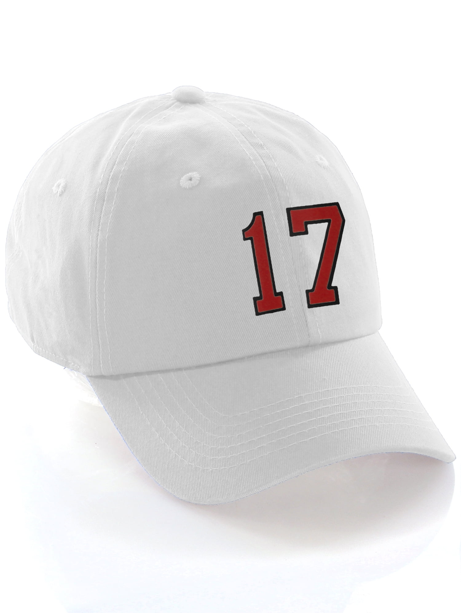 Customized Number Hat 00 to 99 Team Colors Baseball Cap, White Hat