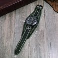 thumbnail image 3 of Men's Leather Watches, Engraved Quartz Watches, Steampunk Stitched Jewellery, 3 of 5