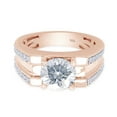 thumbnail image 3 of 1.5 Carat 7.5MM Round Cut Moissanite Lab Created Diamond Engagement Wedding Band Ring for Men and Women 14K Rose Gold Plated Sterling Silver-6, 3 of 8