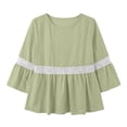 thumbnail image 4 of Warop Women's Lace Crew Neck 3/4 Sleeve Bell Sleeve Babydoll Loose Blouse Top Casual Feminine for Daily Date Outing, 4 of 9