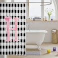 thumbnail image 3 of Manfei Ribbon Bowtie Letter Design Shower Curtain 72Wx78L,Abstract Plaid Pattern Bath Curtain, 3 of 5