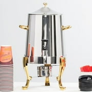 Choice Stainless Steel 48 Cup Coffee Chafer Urn with Gold Accents - 3 Gallon
