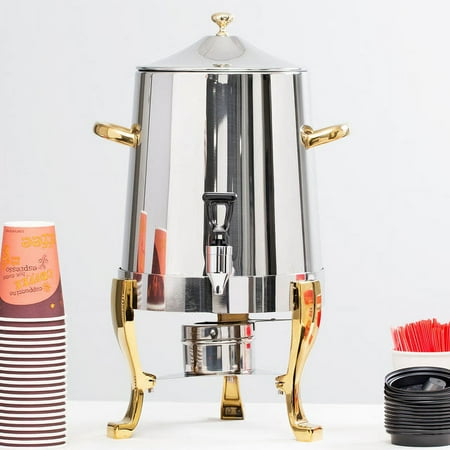 Choice Stainless Steel 48 Cup Coffee Chafer Urn with Gold Accents - 3 Gallon