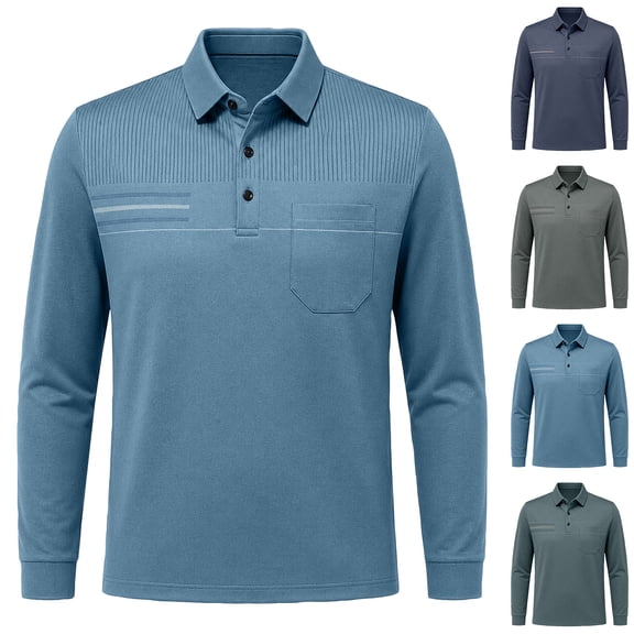 Hearthz Mens Golf Polos Soft Breathable Moisture Wicking Mens Long Sleeve Tee Shirts Solid Color Collared Mens Golf Polo with Pocket Green XXXL