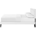 thumbnail image 3 of Platform Bed Frame, Queen Size, White, Faux Vinyl Leather, Mid Century Bedroom, Modern Contemporary HB35112, 3 of 5