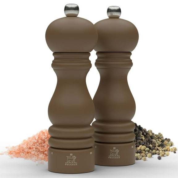 Peugeot Paris u'Select 7-inch Salt & Pepper Mill Set - Manual Mills with Adjustable Precision Grinding - Kitchen Seasoning, Stainless Steel & Beechwood, Elegant Kitchen Tools - NEW 2024 Color (Mocha)