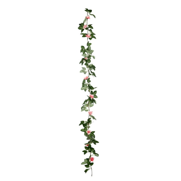 Guirnalda de rosas artificiales de seda | Decoración de flores y hojas de primavera para el hogar, bodas y fiestas