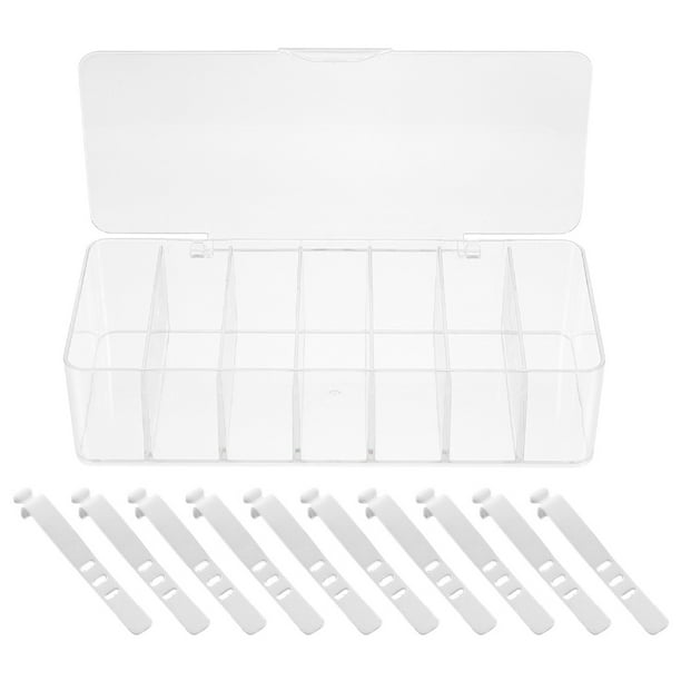 1 juego de caja organizadora para auriculares con cable, caja de almacenamiento de cables, caja de rejilla múltiple, correas organizadoras para cables