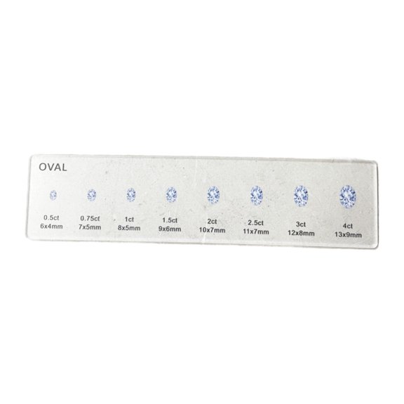 Guía de formas de diamante Guía de formas y herramienta de comparación de peso Acrílico transparente compacto oval