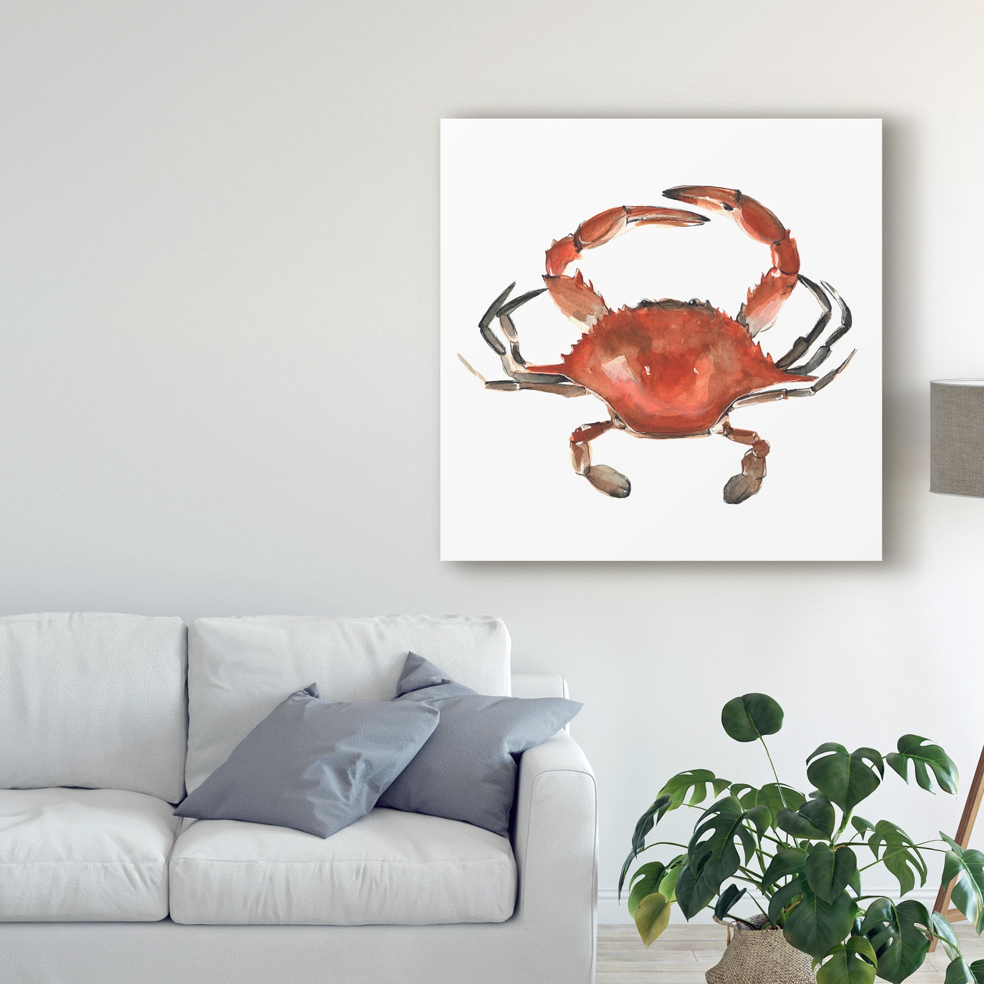 Trademark Fine Art 'Watercolor Crab I' Canvas Art by Emma Scarvey
