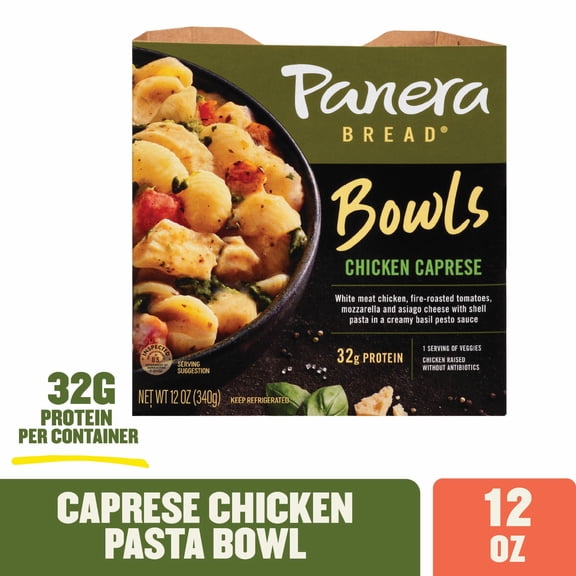 Panera Bread Bowls Chicken Caprese, 12 oz Refrigerated Meal – 32g Protein Pasta Bowl