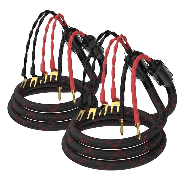 Cable de altavoz Tertullus Biwire, 8 conectores tipo pala y 4 conectores tipo banana