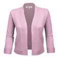 thumbnail image 2 of YEMAK Women's Classic 3/4 Sleeve Open Front Cropped Bolero Cardigan MK3558 (S-XL)-LAV-S, 2 of 9