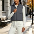 thumbnail image 4 of Smupbvky Cropped Vest for Women Zip Up Sleeveless Quilted Jacket Lightweight Mock Neck Winter Outerwear for Layering (S, Gray), 4 of 7