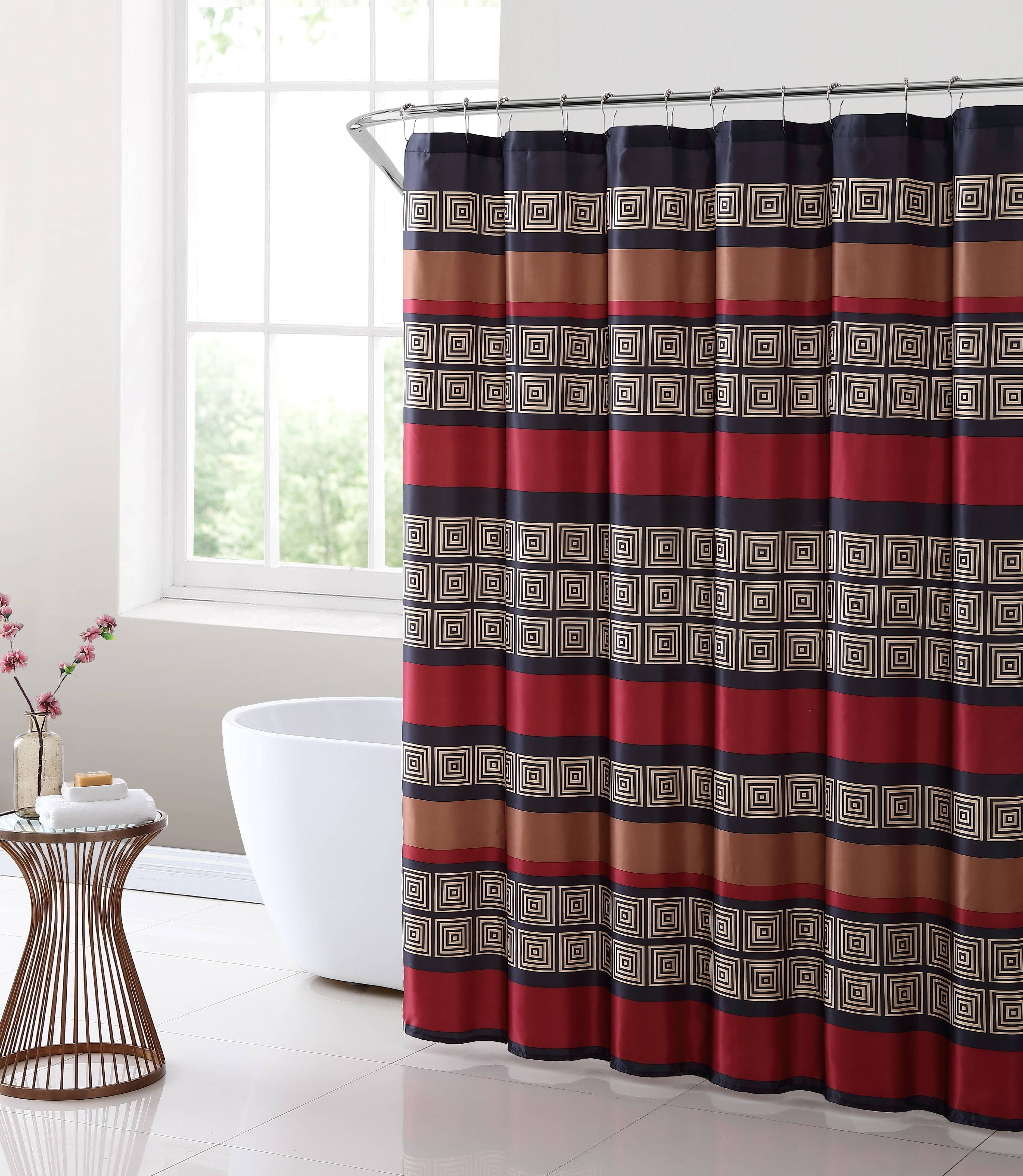 Mainstays Preston Geometric Stripe Polyester Shower Curtain, 70