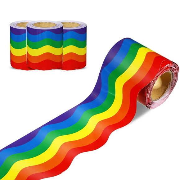 Tablón de anuncios con bordes AWIZOM Rainbow festoneados, 99 pies x3