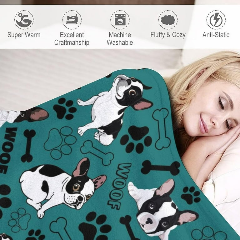 Cute Boston Terrier Blanket Soft Flannel Boston Terrier Throw Blankets Bedding Decor for Kids Adults Boston Dog Lover Gifts 60 x50