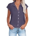 thumbnail image 2 of Rezuofi 2 Pcs Summer Tops for Women 2025 Trendy Cotton Linen Button Down Shirts Dressy Cap Sleeve Collared Business Casual Blouses, 2 of 6