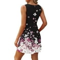 thumbnail image 4 of WTOBBY Women's Summer Casual Round Neck Sleeveless Floral Print Vest Sundress with Smocked Back and Elastic Waist for Daily Wear and Errands,BlackXL, 4 of 5